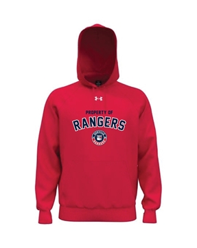 Picture of Property Of Rangers Men's Red UA Rival Fleece Hooded Sweatshirt